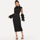 Shein Contrast Mesh Layered Sleeve Dress