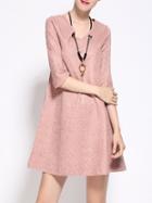 Shein Pink V Neck Necklace Shift Dress