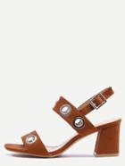 Shein Metal Eyelet Strap Sandals - Brown