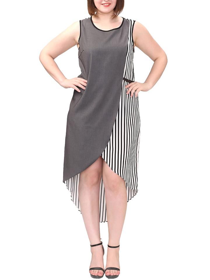 Shein Vertical Striped High Low Plus Dress