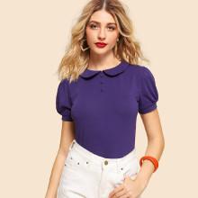 Shein Puff Sleeve Solid Tee