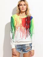 Shein Multicolor Ink Drop Print Sweatshirt