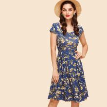 Shein Sweetheart Neckline Floral Print Dress