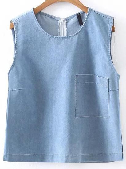 Shein Denim Tank Top With Zipper Back