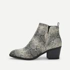 Shein Snakeskin Print Chunky Heeled Ankle Boots