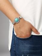 Shein Round Turquoise Set-in Carved Bracelet