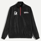 Shein Men Zip Front Mock-neck Letter Jacket