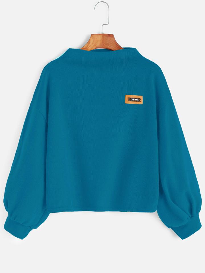 Shein Bishop Sleeve Patch Sweatshirt