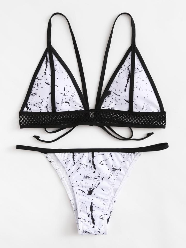Shein Self Tie Colorblock Bikini Set