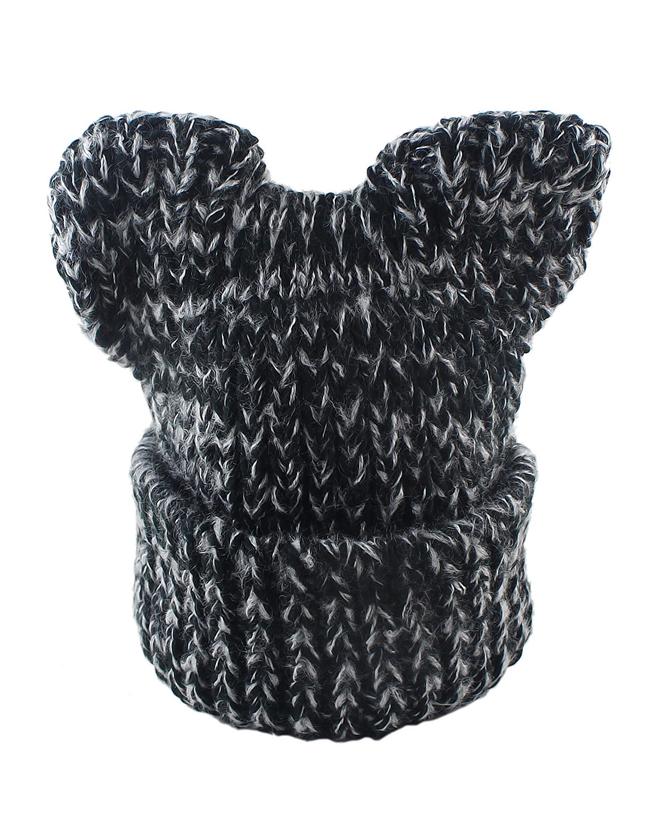 Shein New Coming Black Trendy Winter Style Beautiful Lady Knitted Hat