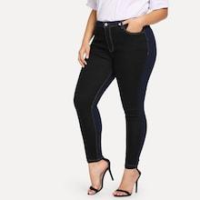 Shein Plus Stitch Detail Colorblock Jeans