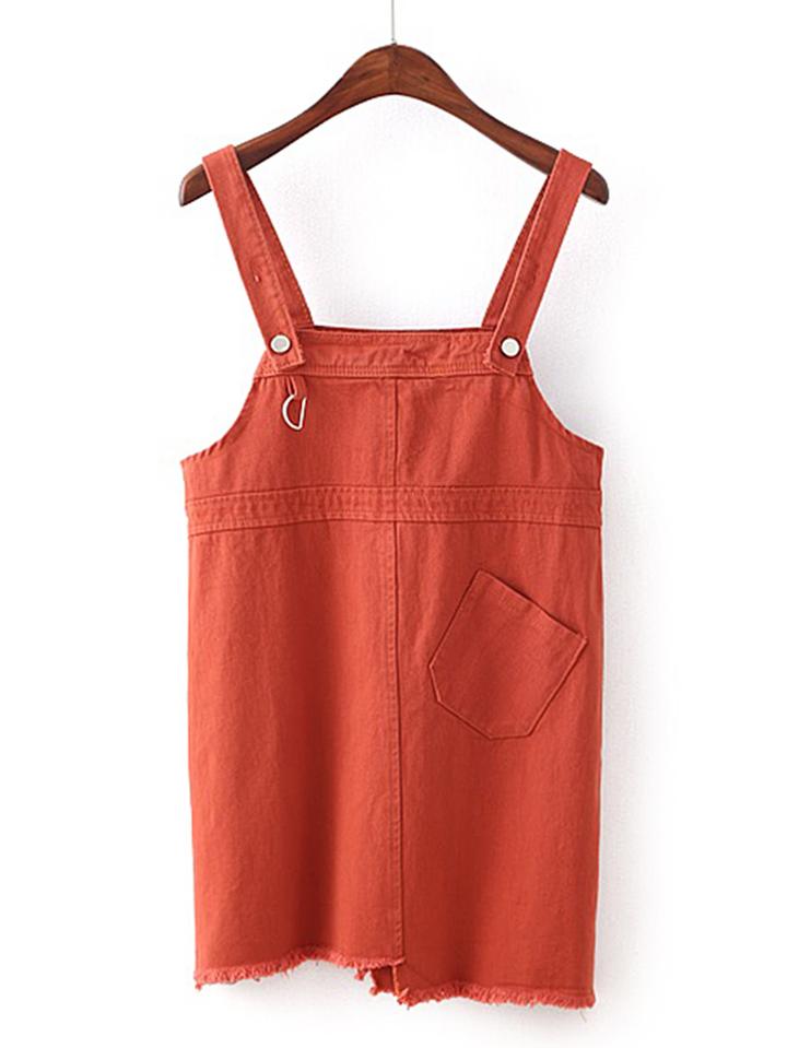 Shein Raw Hem Denim Overall Dress