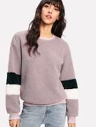 Shein Cut And Sew Sleeve Fuzzy Pullover