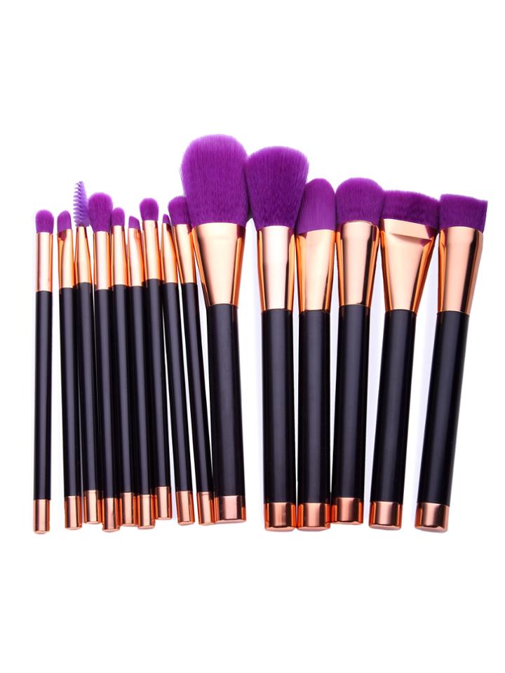 Shein Purple Fur Professional Makeup Brush Set 15pcs