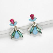Shein Color Block Rhinestone Drop Earrings