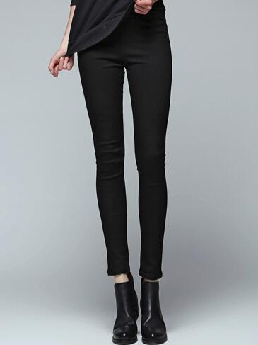 Shein Black Elastic Waist Slim Pant