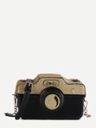 Shein Mini Black Faux Leather Camera Bag With Chain