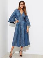Shein Plunging Kimono Sleeve Tassel Tie Dress