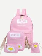 Shein Pink 4 Pieces Graffiti Print Bags