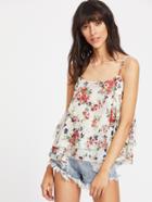 Shein Calico Print Tiered Criss Cross Back Cami Top