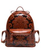 Shein Flower Embossed Backpack - Brown