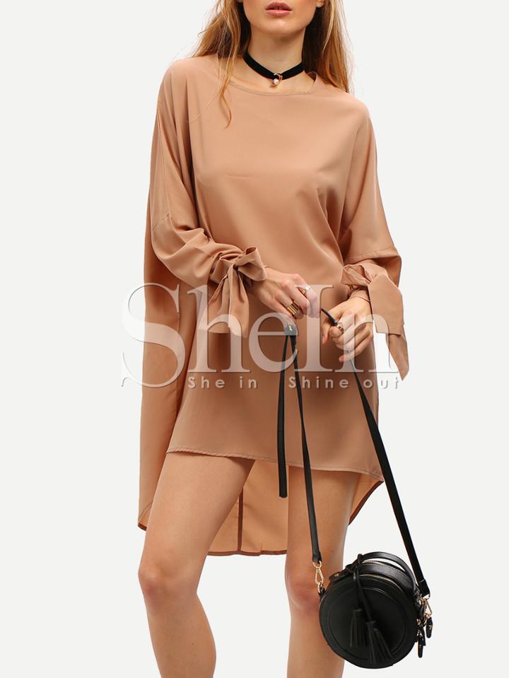 Shein Bow Tie Cuff High Low Dress