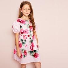 Shein Girls Zip Back Floral Dress