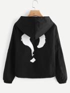 Shein Question Mark Print Back Drop Shoulder Hooded Jacket
