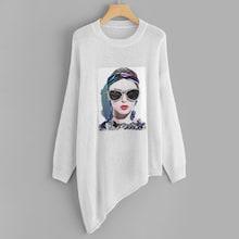 Shein Graphic Front Dip Hem Sweater