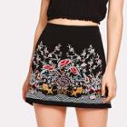 Shein Flower Embroidery Zip Up Skirt