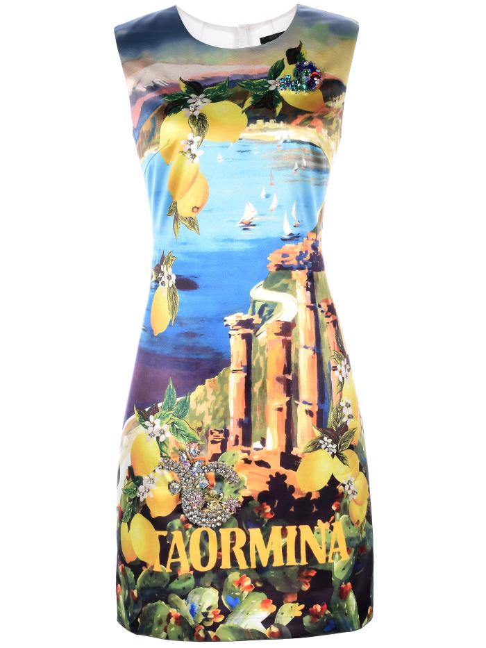 Shein Multicolor Crew Neck Beading Print Shift Dress