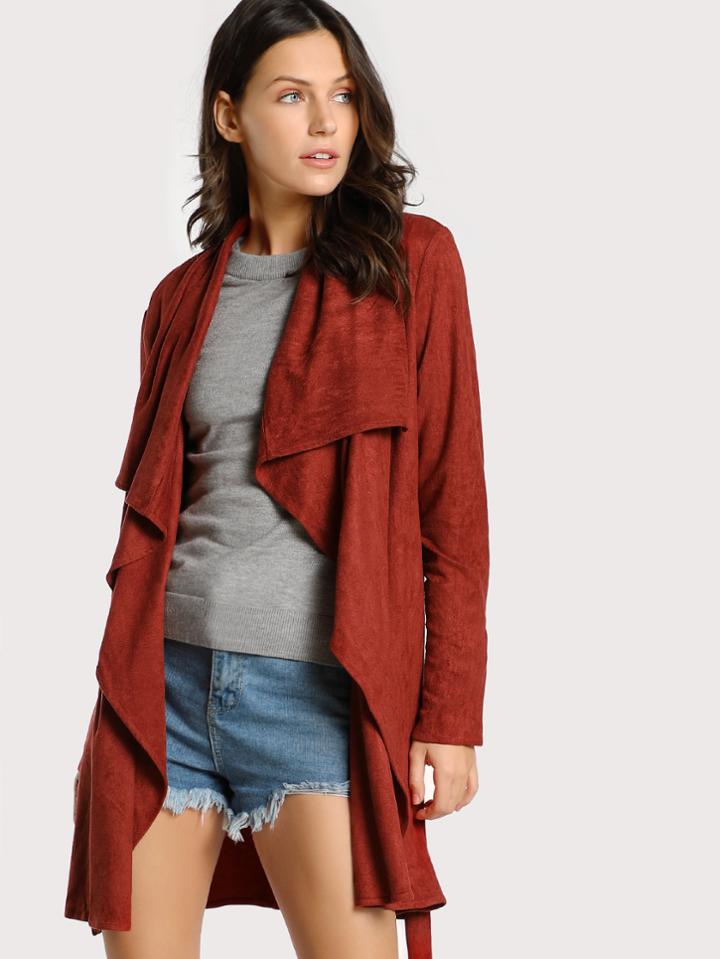 Shein Self Tie Waterfall Wrap Coat