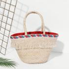 Shein Fringe Trim Straw Tote Bag