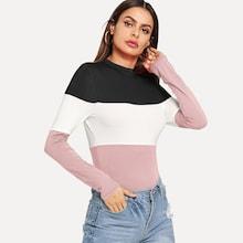 Shein Color Block Mock Tee