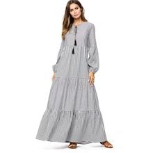 Shein Plaid Contrast Striped Longline Dress