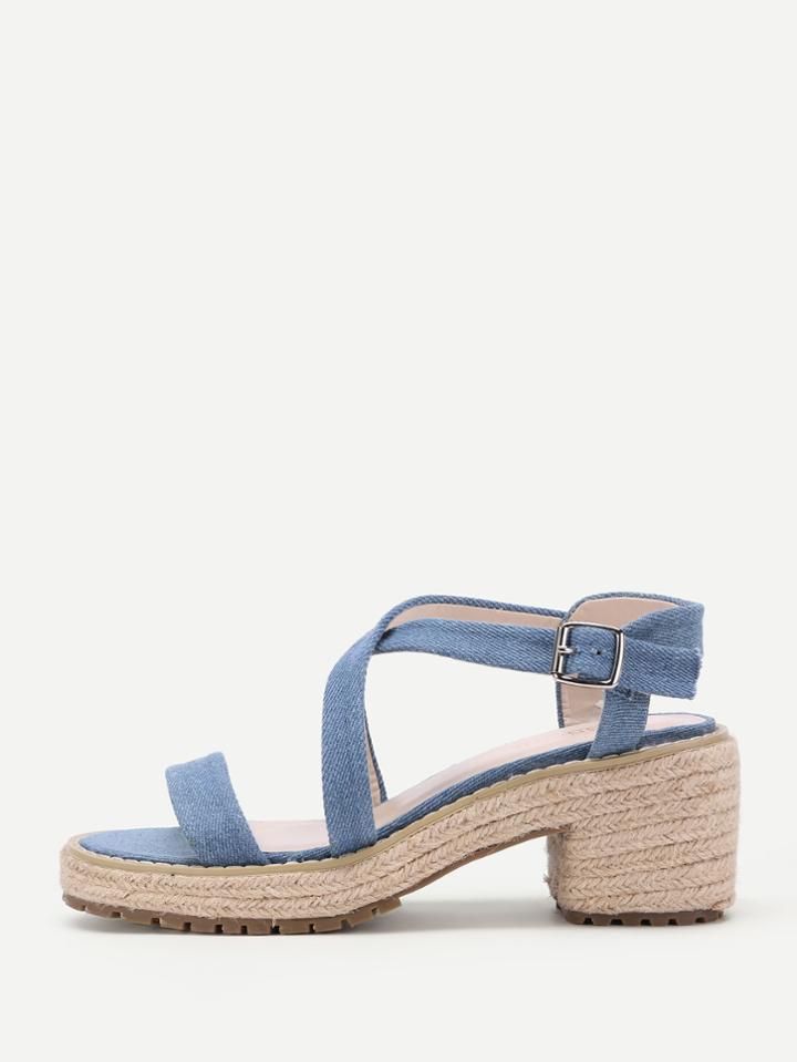 Shein Cross Strap Denim Woven Sandals