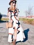 Shein Geometric Print Split Maxi Dress