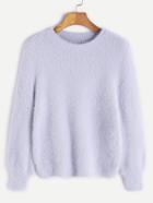 Shein Pale Blue Long Sleeve Fuzzy Sweater