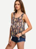 Shein Multicolor Sleeveless Floral Print Tank Top