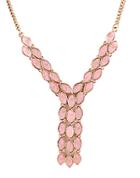 Shein Pink Gemstone Gold Chain Necklace