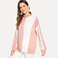 Shein High Neck Color-block Pullover