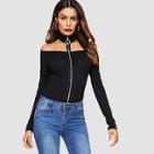 Shein Zip Up Halter Off Shoulder Tee