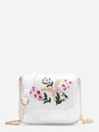 Shein Flower Embroidery Pu Flap Bag