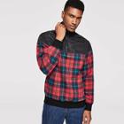 Shein Men Half Placket Mixed Media Pullover Jacket