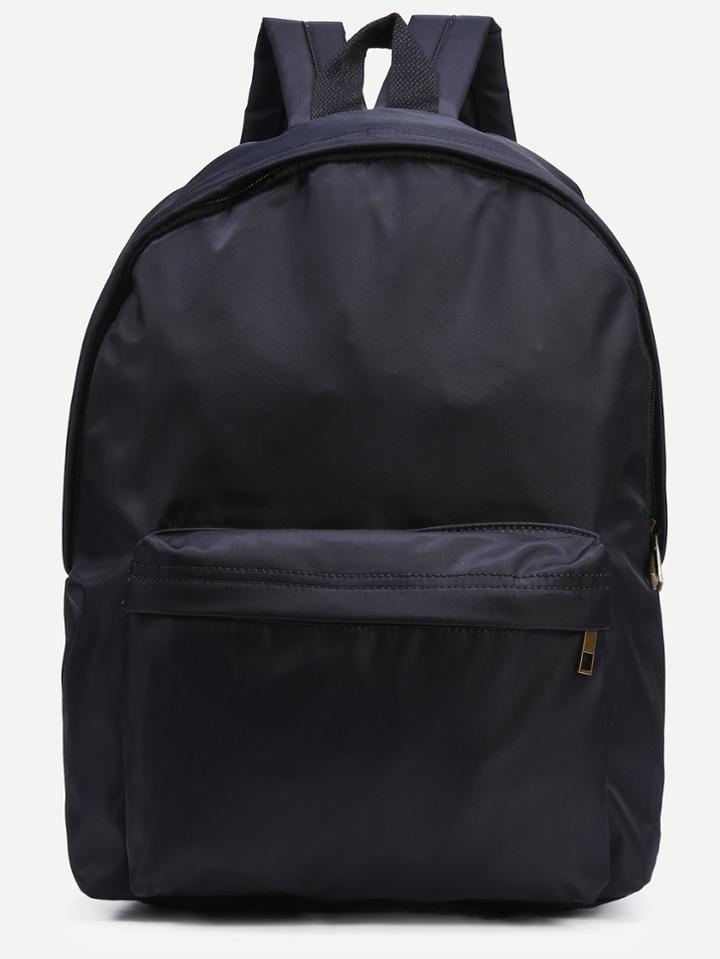Shein Black Zip Closure Nylon Backpack