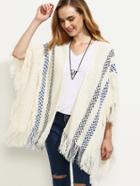 Shein Beige Tassel Split Side Cardigan Sweater