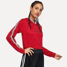 Shein Letter Print Plaid Hoodie