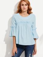 Shein Frill Trim Bell Sleeve Blouse