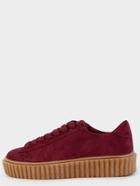 Shein Lace Up Suede Sneakers Wine