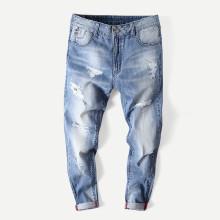 Shein Men Rolled Hem Wash Destroyed Jeans